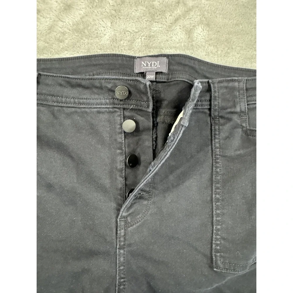 NYDJ Jeans Womens 20W‎ Black Lift Tuck Technology Wide Leg Button Fly Cropped